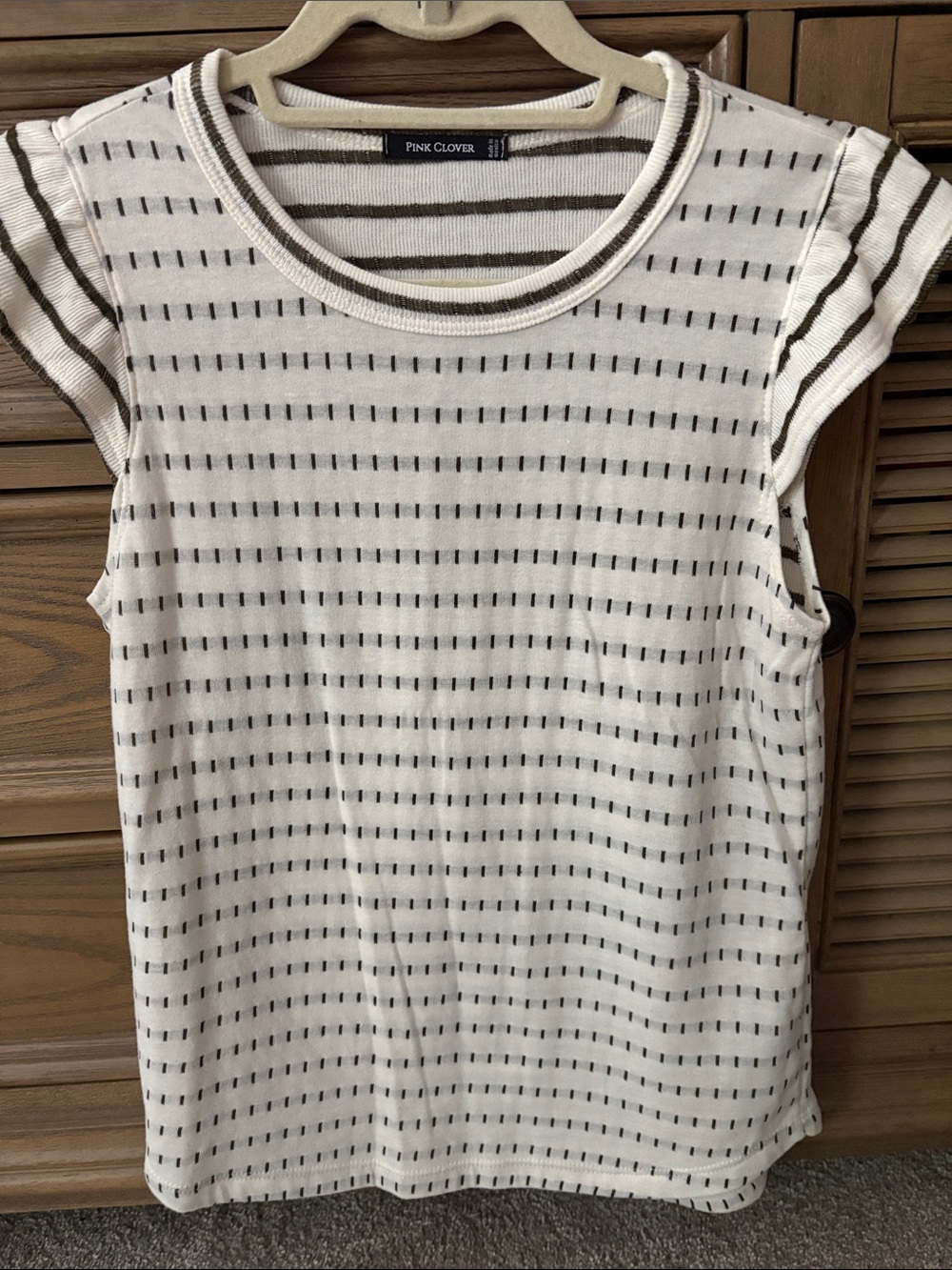 Pink Clover Cream Tank with Stripe Detailing